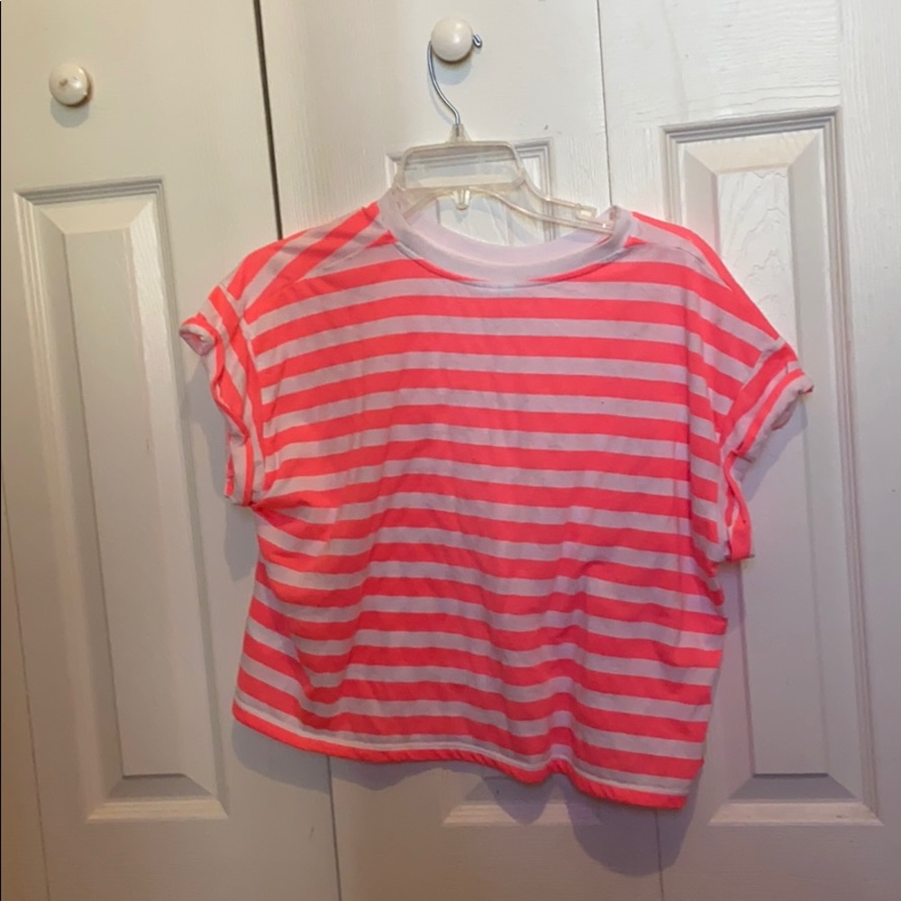 Brand new never worn pink and white crop top